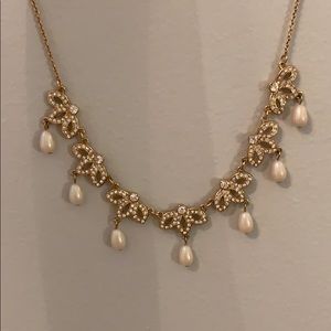 Gold Flower and Pearl Necklace